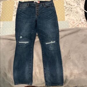 CAbi Dark Blue Distressed Skinny Jeans
